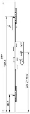 Image de Crémone à larder EUROPA S2 50/70 2 pannetons têtière 20mm longueur 2150mm - FERCO - 6-33524-05-0-1