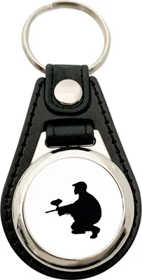 Produktbild von Huuraa Schlüsselanhänger Paintball Silhouette Metall mit Kunstleder Schlüsselring Einkaufswagenchip Geschenkidee