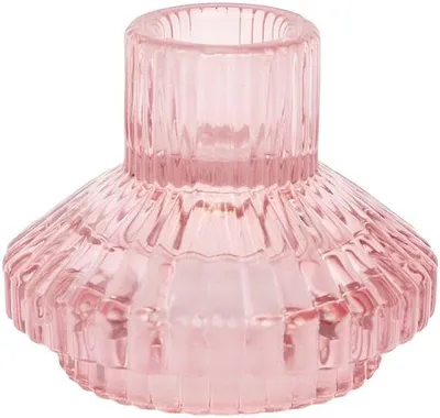 Produktbild von Famanu Kandelaar Halter Kleine Gerippte Kerzenständer - Rosa