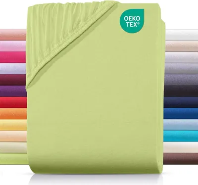 Produktbild von Jersey Spannbettlaken 160x200 cm aus 100% Baumwolle, Bettlaken Grün Uni