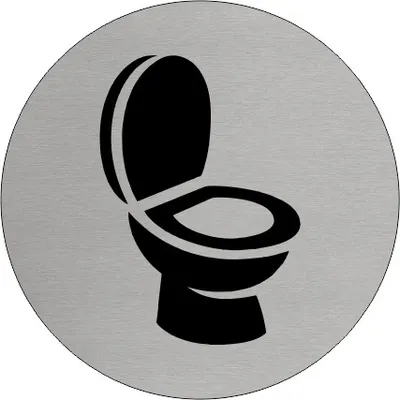 Obrázek produktu pro CombiCraft Hliníková cedulka na dveře 'WC' Ø75 mm s 3M páskou