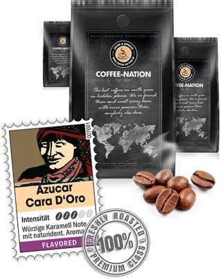 Produktbild von Kaffee AZUCAR CARA D'OR aromatisiert von Coffee-Nation, 500g Bohnen