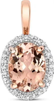 Produktbild von Funkelndes Feuer Wunderschöner 9 Karat (375) Rotgold Diamant Anhänger Brillant-Schliff 0.08 Karat HI - I1 mit Morganit; TRS34909