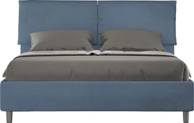 Produktbild von ITYHOME - Gepolstertes Bett mit Bettkasten 160x200 mit Mikrofaserbezug Blau Mados