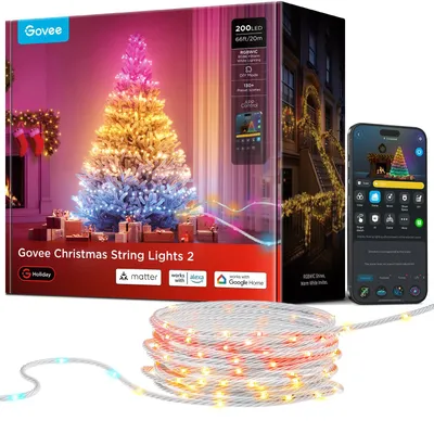 Kerstlichtsnoer 20 m, 200 LEDs, RGBWIC, App-Steuerung, IP65