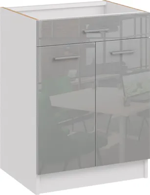 A kitchen base cabinet with a drawer and two doors.