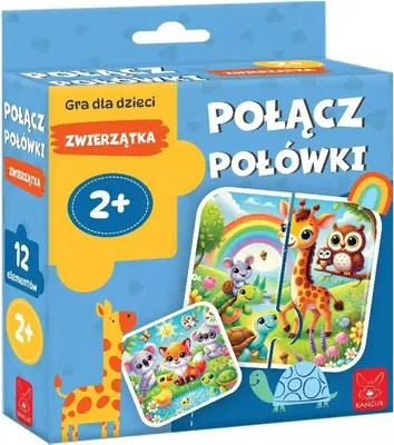 Produktbild von Puzzle 12 elementów. Połącz połówki. Zwierzątka