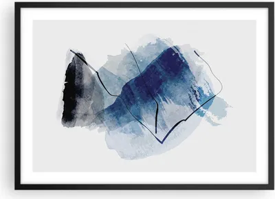 Produktbild von Gerahmtes Poster - Schwarzer Rahmen - Blau Schwarz Abstraktion - 70x50 cm - Wand Bild - Wanddeko - Wandbilder - Kunstposter - Wandposter - Bilderrahmen - Bilder - Kunstdruck - P2BAA70x50-5058