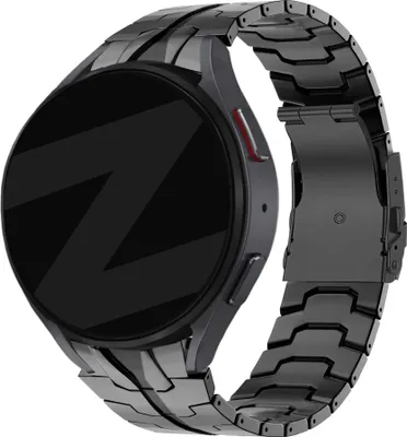 Produktbild von Bandz Stahlarmband „Iron“ Samsung Galaxy Watch 7 (40&44mm) / Galaxy Watch 6 (Classic) / 5 40mm & 44mm / Watch 5 Pro / 4 & Watch 4 Classic / Watch FE – inklusive Uhrenverkürzer – schwarzes Stahlarmband