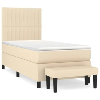 Produktbild von Boxspringbett mit Matratze Creme 90x200 cm Stoff