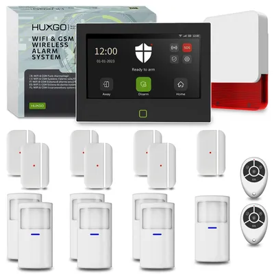 Produktbild von HUXGO Alarmanlage WLAN GSM 4G HXA700 mit Sirene 7x PIR 7x Türkontakt
