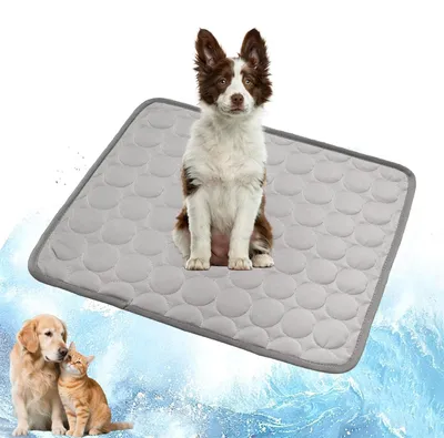 Image de Tapis rafraîchissant pour animaux de compagnie, 60 x 52 cm, pour chiens et chats, couleur grise