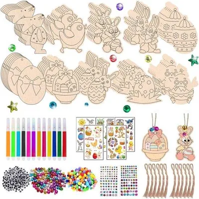 Produktbild von Ostern Dekoration Holz Hänger Set für Kinder
