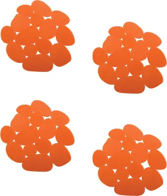 Produktbild von MSV Duschmatte Badematte Badewanneneinlage Anti Rutsch Pads "Kieselstein" - 4 Stück - antibakteriell rutschfest mit Saugnäpfen - Orange- ca. 13 x 11 cm