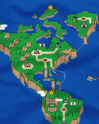 Produktbild von style3 Mario Weltkarte Herren T-Shirt super videospiel konsole snes n64