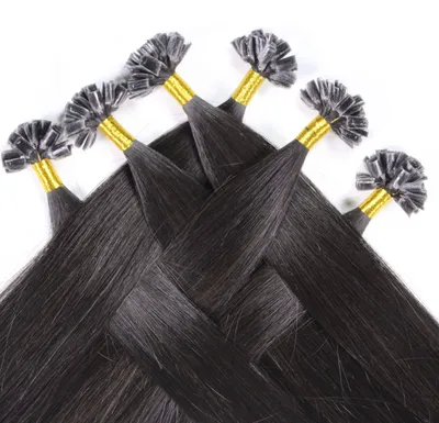 Produktbild von hair2heart Premium Extensions Echthaar Bondings Rohhaar glatt - 25 Strähnen 1g 60cm 4/0 mittelbraun