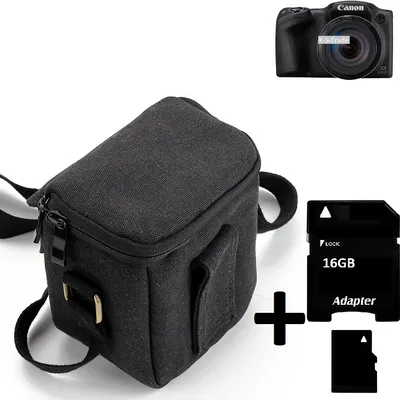 Produktbild von K-S-Trade Umhängetasche kompatibel mit Canon PowerShot SX430 IS Schulter Tasche Tragetasche Kameratasche Fototasche + 16GB Speicherkarte schwarz