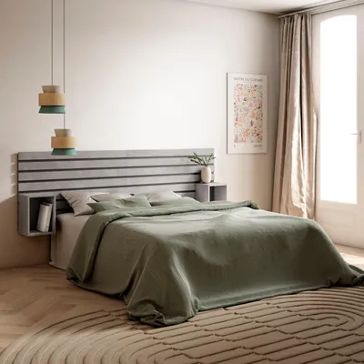Image de COZY Tête de lit, 214x70x3cm, Lit 120,135,140,150,160cm, Panneaux Muraux, Ciment