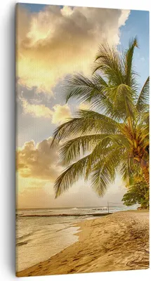 Produktbild von Bild auf Leinwand - Leinwandbild - Strand Meer Palme - 55x100cm - Wand Bild - Wanddeko - Wandbilder - Leinwanddruck - Bilder - Kunstdruck - Wanddekoration - Leinwand bilder - Wandkunst - PA55x100-3606