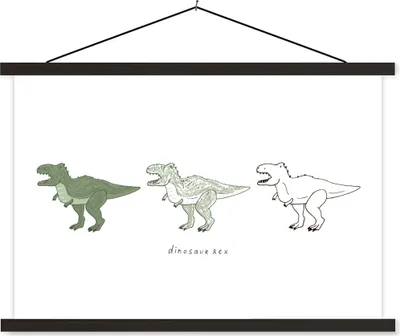 Produktbild von MuchoWow® Textilposter Dinosaurier - Kinderzimmer - Tyrannosaurus - Jungen - Mädchen - Kinder 120x80 cm mit schwarzem Rahmen - Wanddeko