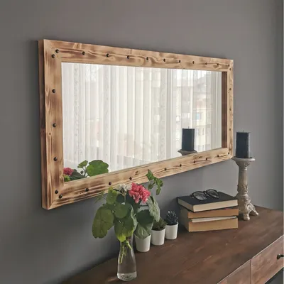 Zdjęcie produktu dla Skye Decor, Z11050ES- Z11050ESNOS, kolor orzech, lustro ścienne, 50x110 cm, 100% lite drewno sosnowe