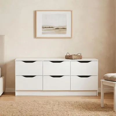 Immagine prodotto di Ceppino - Cassettiera, 50x120x40h cm Bianco, 6 Cassetti