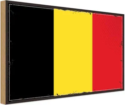 Produktbild von vianmo Holzschild 30x40 cm Belgiens Retro Belgium Flagge Fahne Wappen