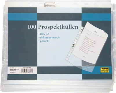 Produktbild von 100 Prospekthüllen DIN A5 starke 55my