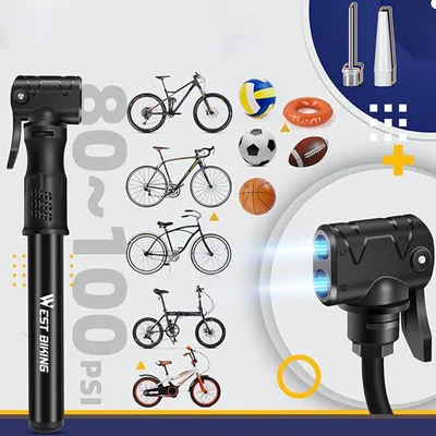 Produktbild von OKWISH Stand-Fahrradpumpe alle Ventile Luftpumpe Fahrrad Pumpe für Motorrad, E Bike, Auto & Sportartikel - Fahrrad Luftpumpe, Schwarz