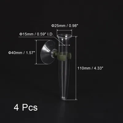 Produktbild von 4 Stš¹ck Floral Blumen Wasserrohr mit Saugnapf 4.3" Kunststoff Wand h?ngende Vase fš¹r Pflanzen Blumenarrangement Klar