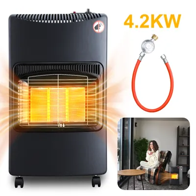 Image de Jopassy Chauffage à gaz 4.2 KW Chauffage à gaz avec régulateur de pression + tuyau | Poêle à gaz Poêle à gaz céramique à 3 allures | Chauffage à gaz infrarouge Chauffage radiant pour bouteilles de butane ou de propane jusqu'à 10 kg