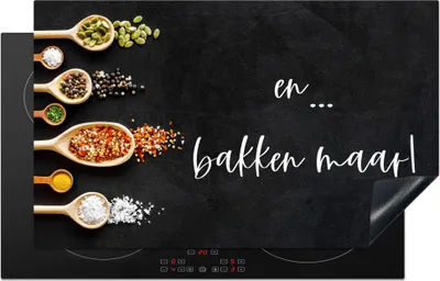 Produktbild von KitchenYeah© Herdabdeckplatte Und... Backen Sie! - Küche - Sprichwörter - Zitate - Gewürze , 83x51cm, Küche Deko, Glaskeramikkochfeld Herdabdeckung, Abdeckplatte fùr Kochfeld
