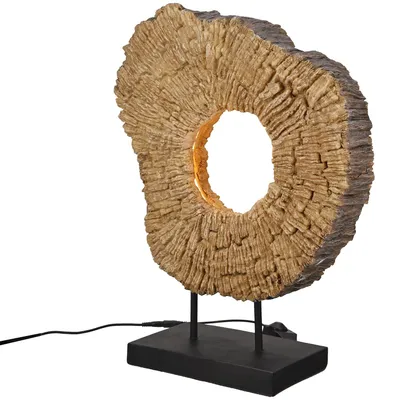 Image de Gilde Tischleuchte (LED), rund, "Wood art", Kunstharz, braun, VE 1, L. 14 cm, B. 34.5 cm, H. 45 cm 57682 4063387576823