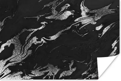 Produktbild von MuchoWow® Poster Marmor - Schwarz - Silber - Luxus 180x120 cm - Fotoplakat
