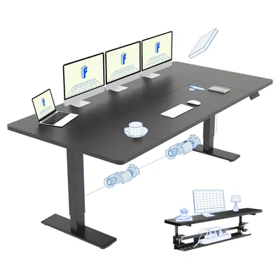 Produktbild von FLEXISPOT QB2 Höhenverstellbarer Schreibtisch Elektrisch 200x80cm, mit Monitorständer, 2 STARKE MOTOREN, 120 kg Tragkraft, 4 Memory-Funktion(Schwarz)