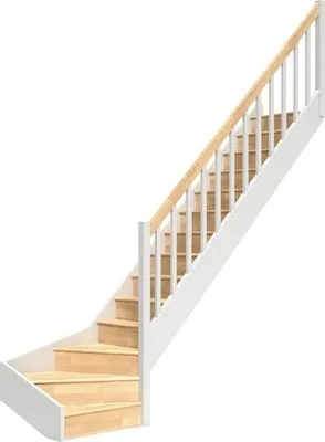Produktbild von Pertura Wangentreppe Elenie Buche Leimholz Lackiert Mit Setzstufen Seitenwange weiß 1/4-gewendelt unten rechts 83,5 cm 1