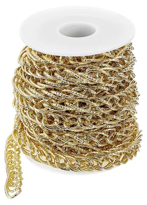 Produktbild von Aluminium Gliederkette 5 m, Link Kabelkette für DIY Schmuckherstellung, 16x10x1,85mm, Gold