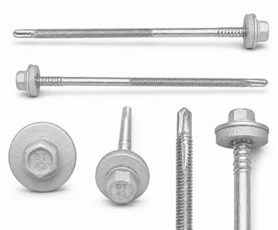 Obrázok produktu pre Skrutky Etanco pre sendvičové panely, povrchová úprava gRey.coat, korózia odolná, s EPDM tesnením, vhodné pre oceľ do hrúbky 12 mm, farba RAL 9006 (biela), rozmery 5,5 x 140 mm, balenie 100 kusov.