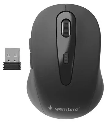 Zdjęcie produktu dla Gembird MUSW-6B-01, Po prawej stronie, Optyczny, RF Wireless, 1600 DPI, Czarny, Szary