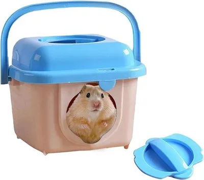 Productafbeelding van Kleine Dierenkooi - Transportbox Hamster - Vervoer Huisdieren - Verbeterde Ventilatie - 25 x 17 x 11 cm - Blauw