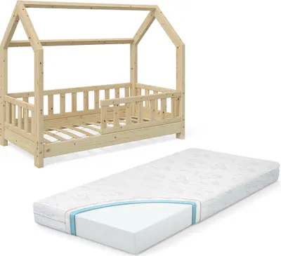 Produktbild von Vitalispa Hausbett Wiki, 70x140 cm mit Matratze, Naturholz