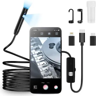 Obrázok produktu pre USB endoskop pre iPhone – bezdrôtová HD inšpekčná kamera – WiFi endoskop pre Android a iPhone – čierny – 10 m