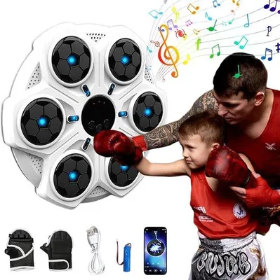 Image de Machine de boxe avec gants, 3 vitesses, Bluetooth, lecteur de musique, adaptée aux enfants et aux adultes