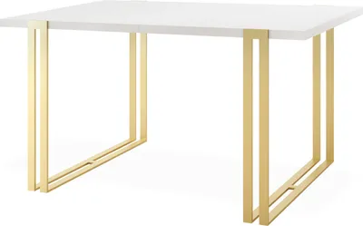 Produktbild von Ausziehbarer Esstisch - Großer Tisch im Loft-Stil mit Golden Metallbeinen 120 bis 220 cm - Industrietisch für das Wohnzimmer - Spacesaver - Weiß - 120 x 80 cm