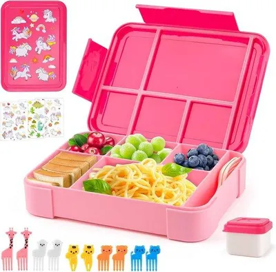 Obrázok produktu pre Detský obedový box s 5 priehradkami - 1300 ml nepriepustný bento box pre dievčatá a chlapcov