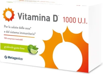 Image de Complément alimentaire pour soutenir l'immunité Metagenics Vitamina D 1000 U.I., lime, 168 gélules