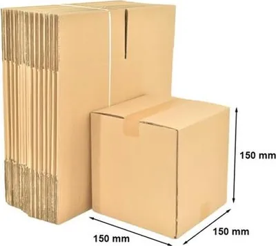 Produktbild von Faltkartons Kartonbox zum Verpacken 150 x 150 x 150 mm braun, 100 Stück