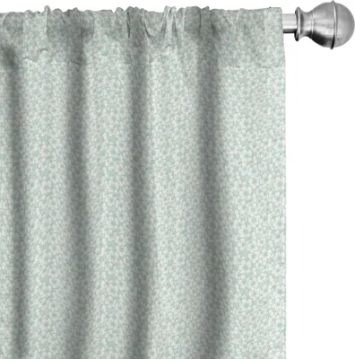 Immagine prodotto di ABAKUHAUS Luau Tende, tendaggi, motivo Flourish con fiori di ibisco in fiore, tema Primavera alle Hawaii, 2 pezzi 75 x 225 cm, verde menta e bianco