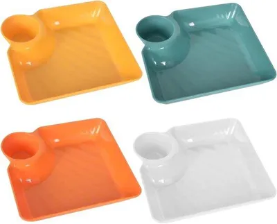 Obrázok produktu pre Sada 4 misiek na občerstvenie s misou na dip, 18,7 x 17 x 2 cm, na predjedlá
