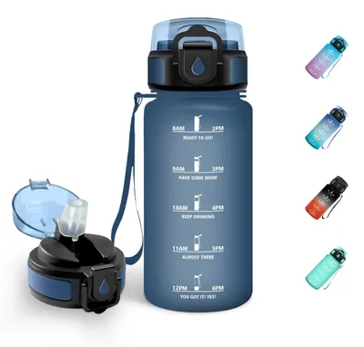 Produktbild von Trinkflasche 500ML BPA-frei, Wasserflasche mit Strohhalm, auslaufsicher, für